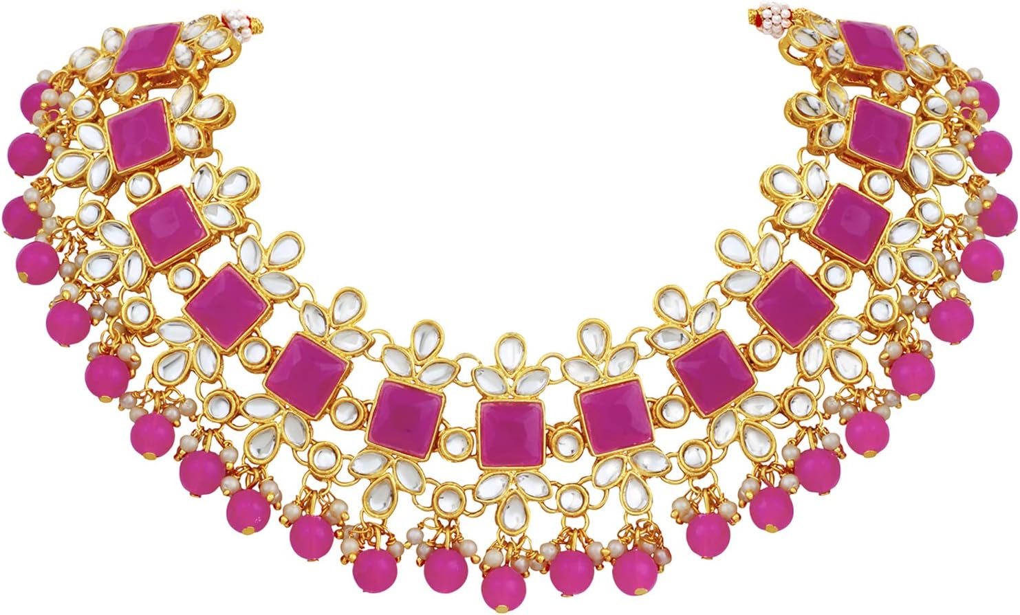 Aheli Traditional Crystal Choker Necklace Earring Maang Tikka Jewellery Set Gift for Women