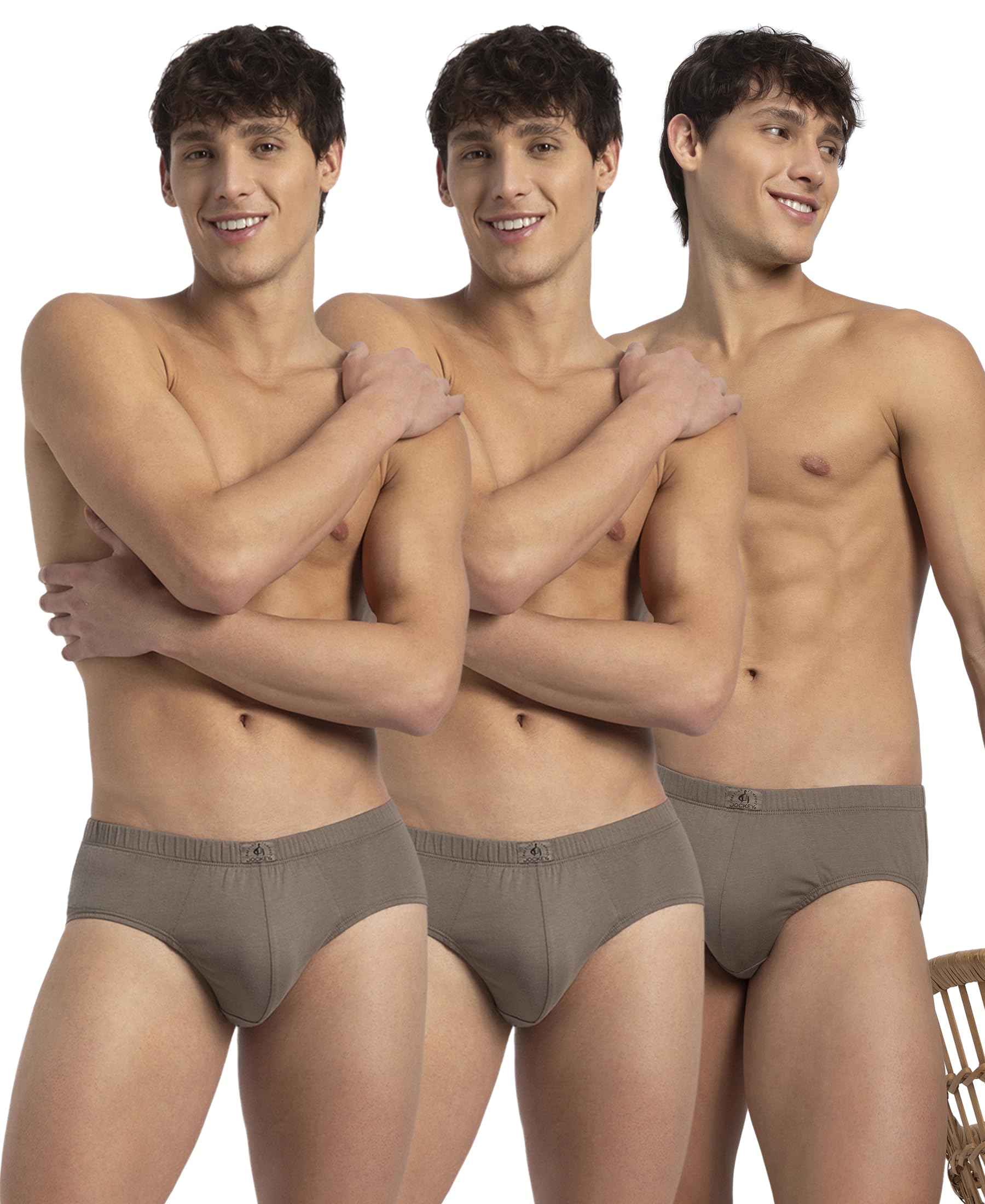 jockey 8035 Men's Super Combed Cotton Solid Brief with Ultrasoft Concealed Waistband (Pack of 3)_Dark Khaki_S-picture-10