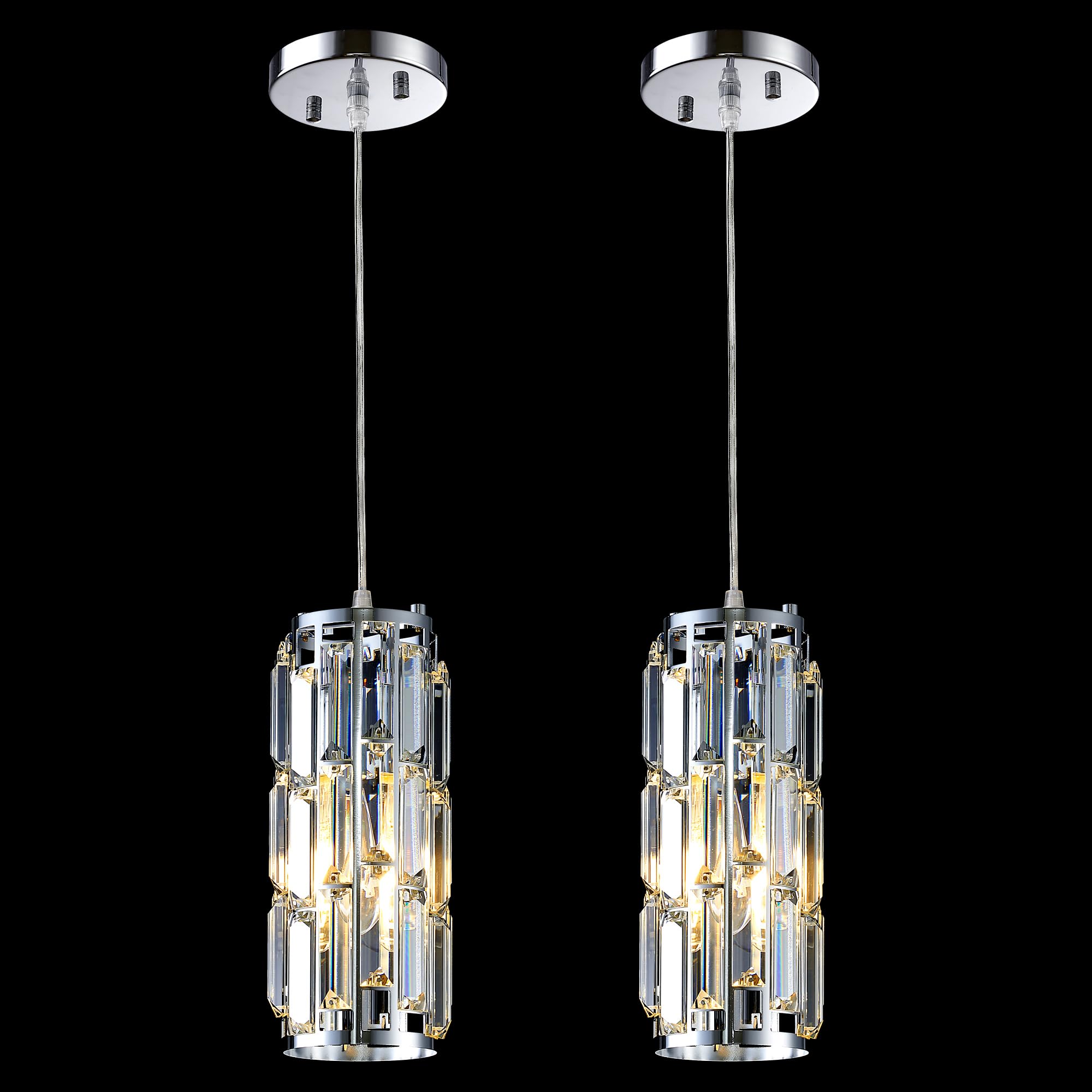 Pendant Lights Kitchen Island Modern Chrome Pendant Light Fixtures, Island Pendant Lights for Kitchen, mini pendant lights Crystal, Adjustable Hanging