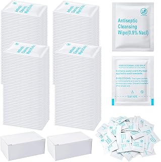 Treela 150 Pcs Sterile Saline Wipes Antiseptic Cleansing Individually Wrapped Travel Wet Wipes Unscented