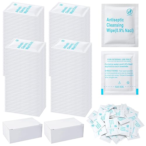Treela 150 toallitas salinas estériles de limpieza antiséptica envueltas individualmente, toallitas húmedas de viaje, sin perfume, limpieza facial,