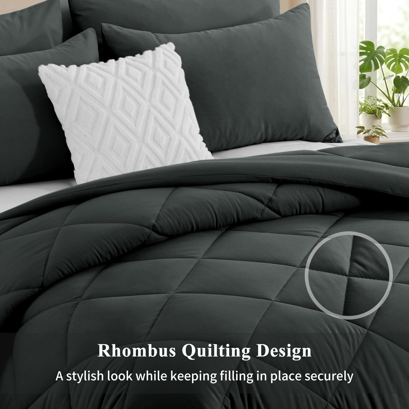 Copripiumino Coverless per letto super king size, 10,5 Tog, per letto super king size, per tutte le stagioni, lussuoso, leggero, lavabile, con 2 federe, 260 x 220 cm, grigio scuro