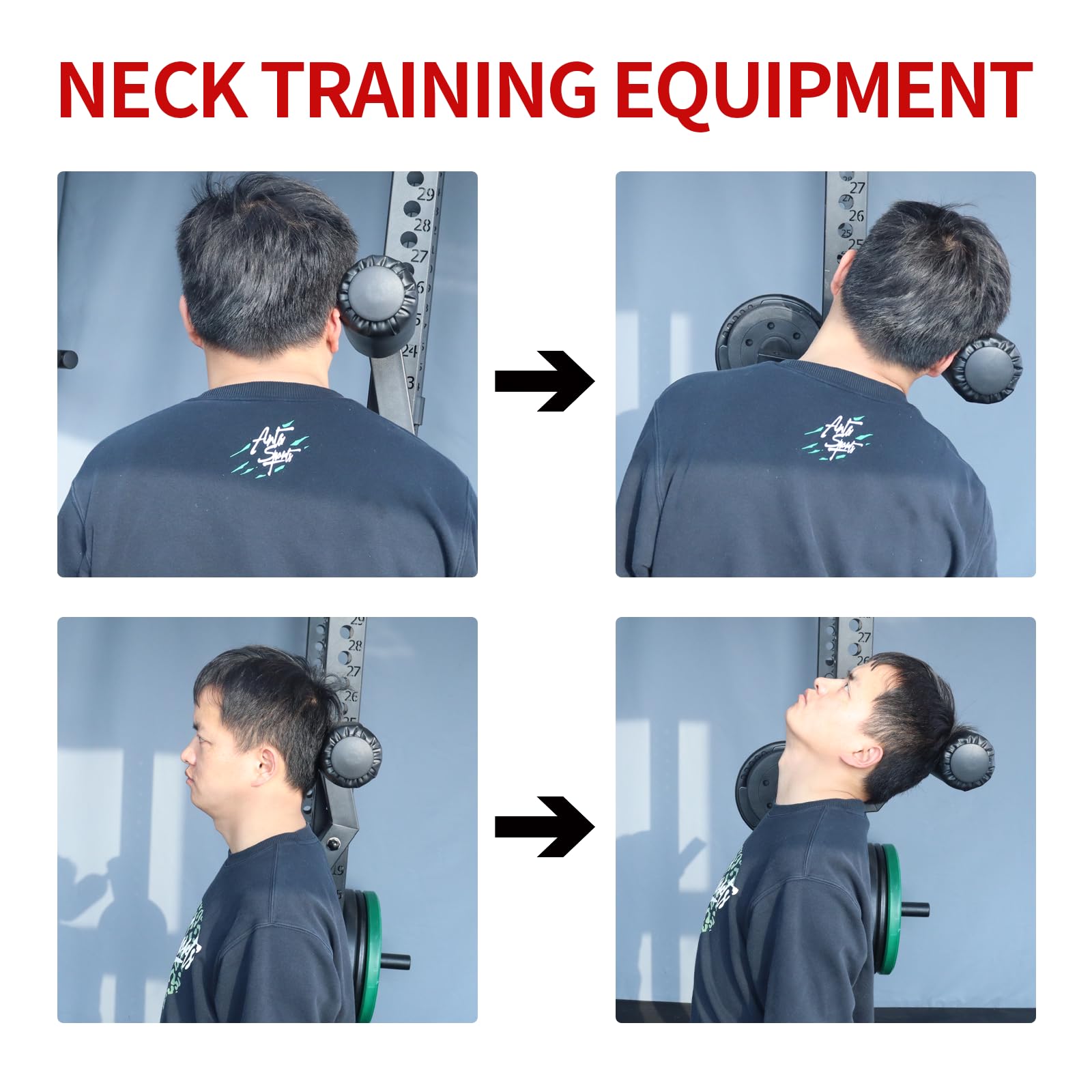 Neck Trainer, attrezzo per esercizi per il collo per rafforzare il collo e alleviare il dolore, attrezzo per allenamento del collo con montaggio su rack, compatibile con dischi da 25 mm di diametro