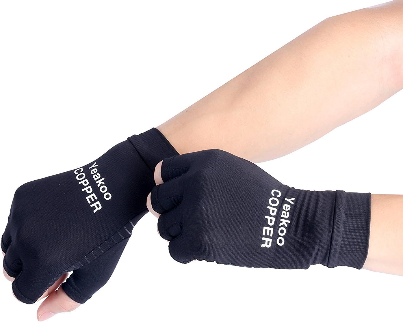 Copper Compression Arthritis Recovery Gloves -Best Copper Infused Fit Gloves for Carpal Tunnel, Computer Typing, and Everyday Support for Hands (Pair of Gloves) (L)