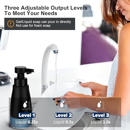 Miniatura 3 de Dispensador automático de jabón líquido sin contacto acero inoxidable de 15 oz - Dispensador de jabón inteligente eléctrico recargable negro de 3