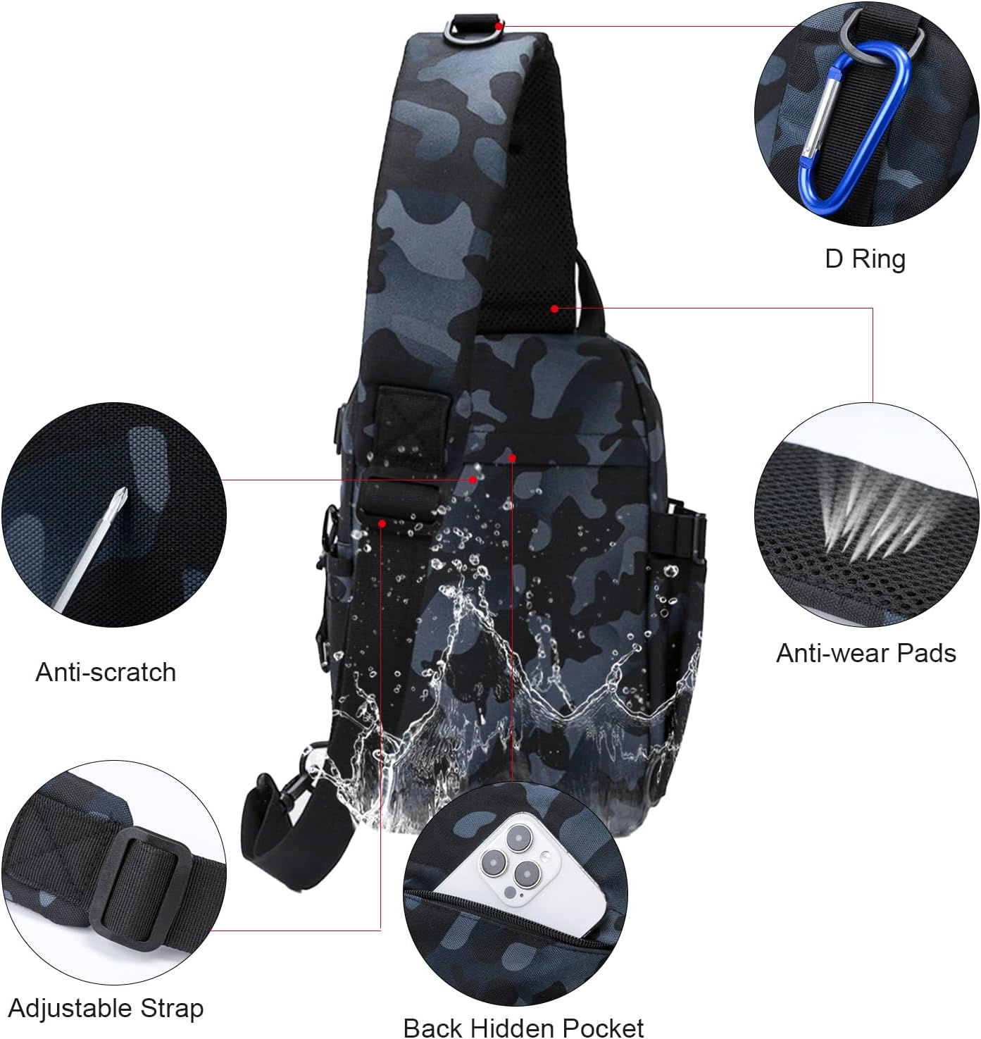 Tactical Backpack for Men, Military Sling Bag Outdoor Crossbody Shoulder Pack Chest Bag for Hiking Fishing Camping Essentials - Image 6