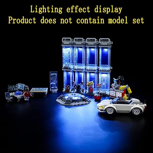 Miniatura 7 de Kit de luces LED compatible con Lego Iron Man Armory - Juego de iluminación para modelo de construcción 76216 (juego de modelos no incluidos)