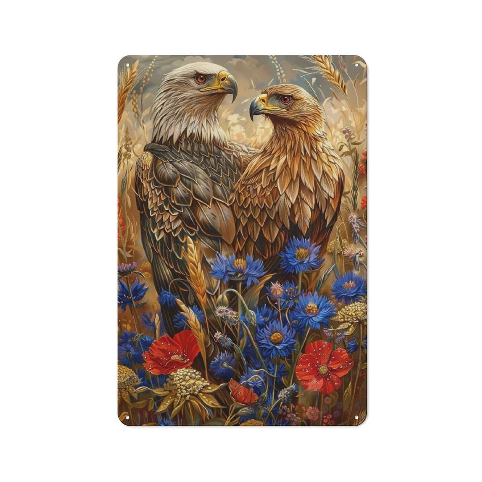 Majestic Eagles Vintage Metal Plaque 30x20cm for Café Or Restaurant, A Decorative Gift for A Newly Furnished Café And Restaurant