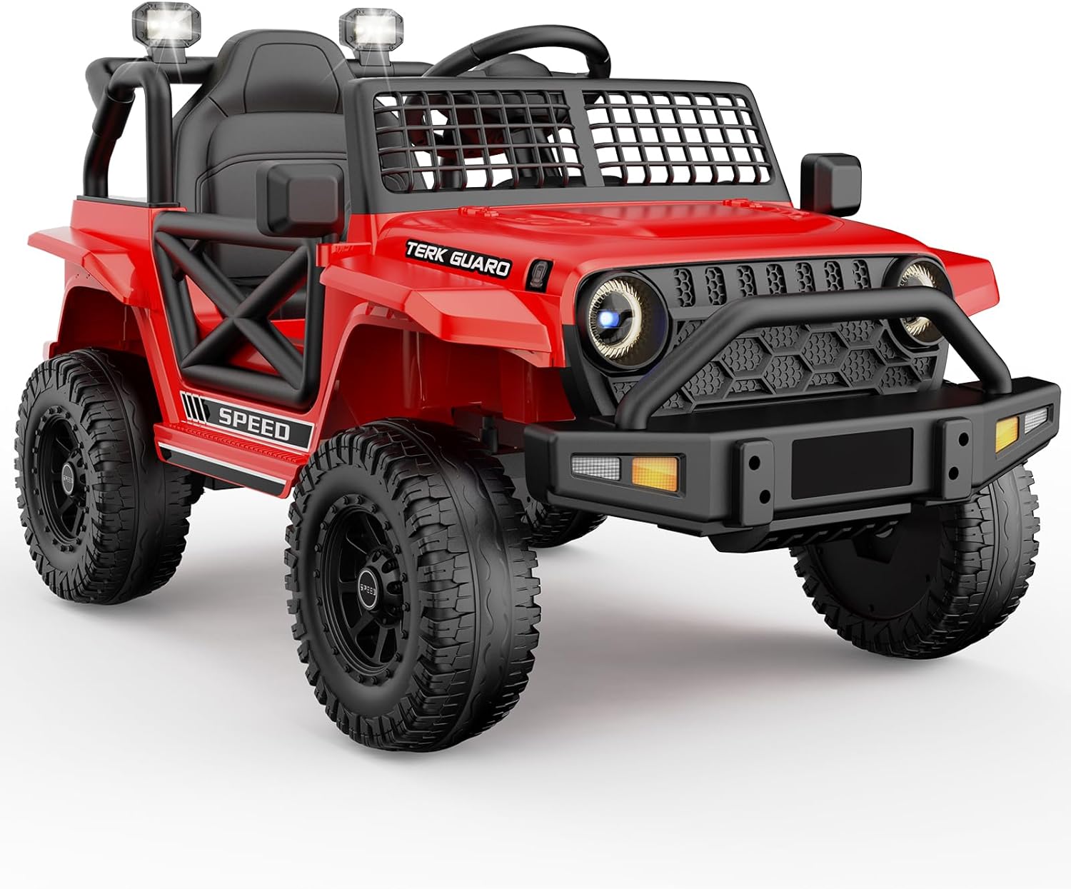 Ride On Truck,12V7AH Electric Jeep Car for Toddlers 1-3, Power Wheels with Parent Remote Control for Kids Christmas & Birthday Gift, Red
