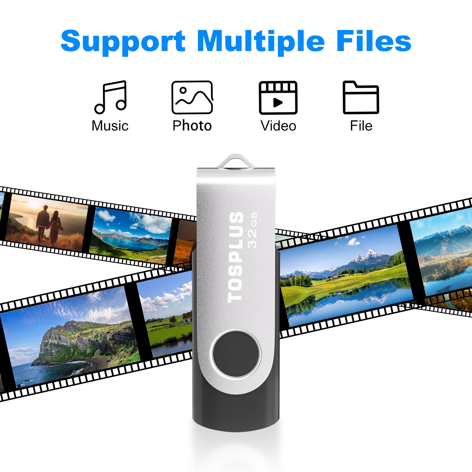 Confezione da 5 chiavette USB 2.0 da 32 GB, chiavetta USB 2.0 con zip, colore: Nero/Verde/Blu/Rosso/Giallo)