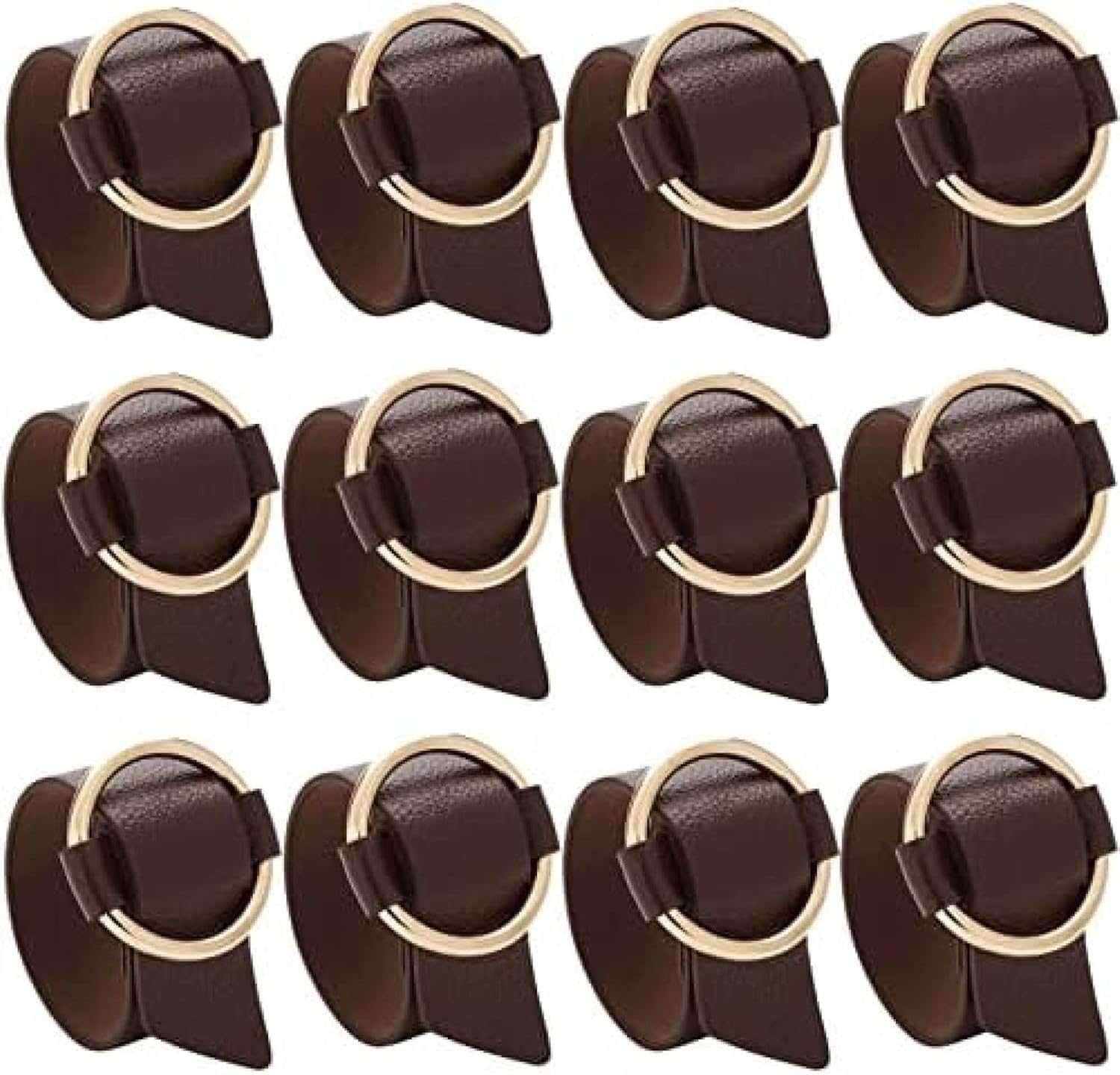 Portatovaglioli Rotondi in Pelle, Fibbia Regolabile per Tovaglioli in Pu, Elegante Ornamento da Polso, Portatovaglioli alla Moda per Ricevimenti, Cene, Banchetti, Decorazioni PE, Brown, Set of 12