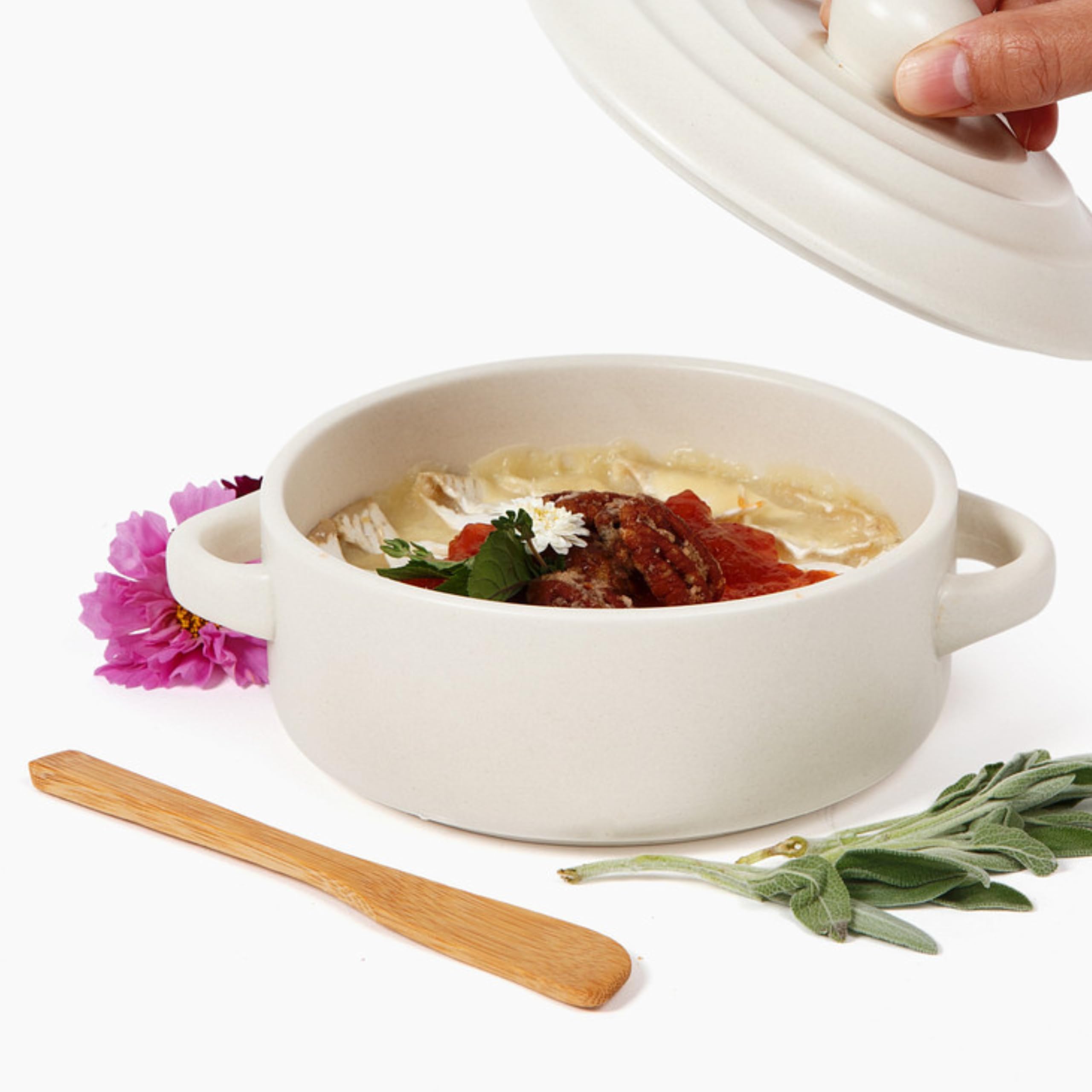 Cypress Sunrise Brie Baker with Lid and Spreader