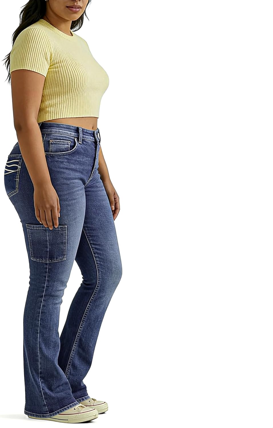 Womens Plus Size Jeans Bootcut High Waisted Jean Stretchy Blue
