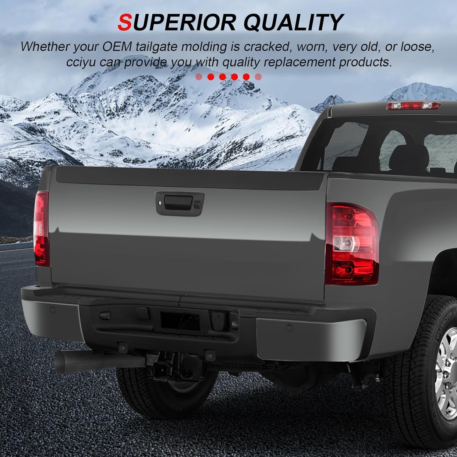 cciyu Tailgate Cap Molding GM1909102 Compatible with 1999-2007 for Chevrolet Silverado & GMC Sierra Fleetside Base/Sl Models Top Rear Tailgate Moulding Trim,Matte Black