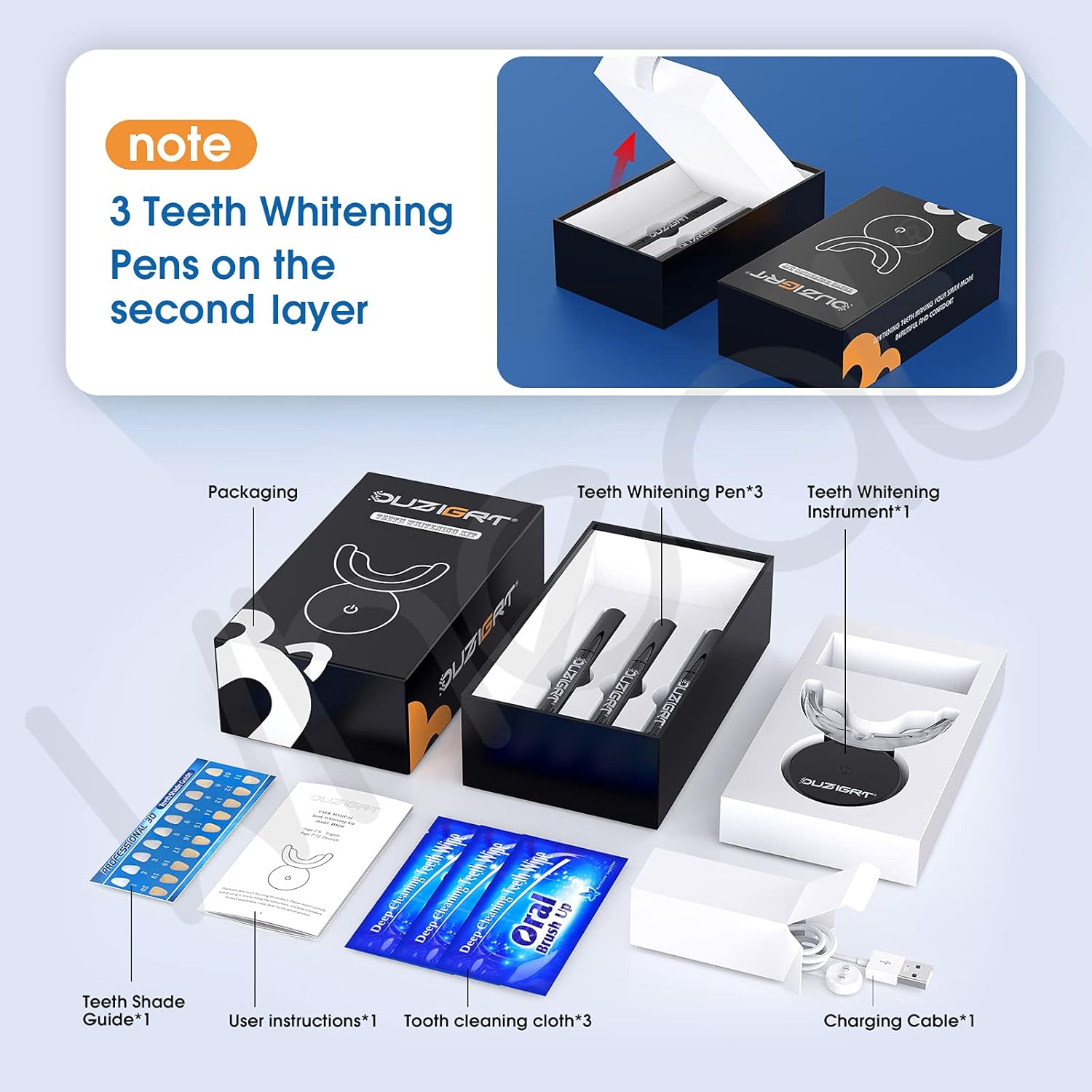 Teeth Whitening Kit with 32 LED Light, OUZIGRT Tooth Whitener with 3 Teeth Whitening Gel Pens, Professional Non Sensitive Wireless Teeth Bleaching Kit with Tray for Home and Travel Use : Beauty & Personal Care
