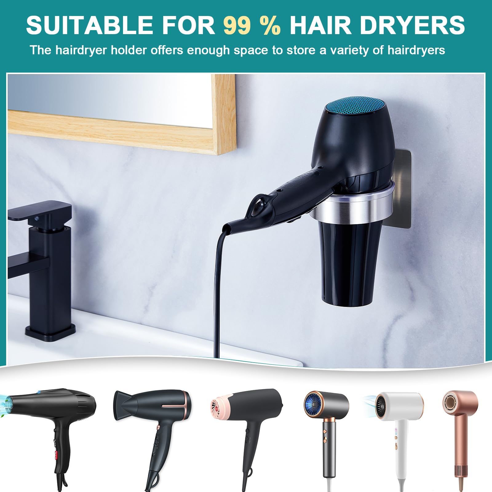 Soporte para secador de pelo, soporte para secador de baño