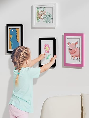 Miniatura 3 de Orionstar Marcos de arte para niños, marcos de fotos intercambiables, marcos de exhibición de fotos de apertura frontal con capacidad para 11 x 8.5