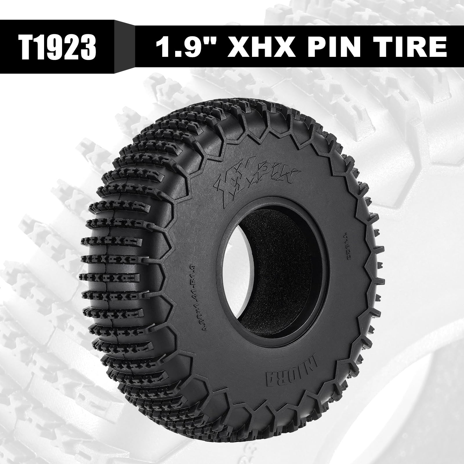 INJORA 1.9" XHX Pneus à Crampons - S5 122 * 36mm Pneus pour Voiture RC Crawler 1/10 SCX10 TRX4