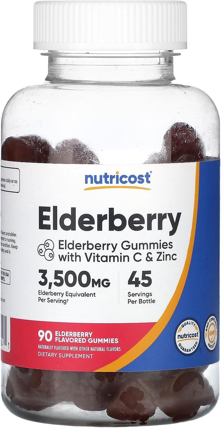 Nutricost Elderberry Gummies with Vitamin C & Zinc 90 Gummies – Gluten Free, Vegetarian Nutricost Elderberry Gummies with Vitamin C & Zinc 90 Gummies – Gluten Free, Vegetarian