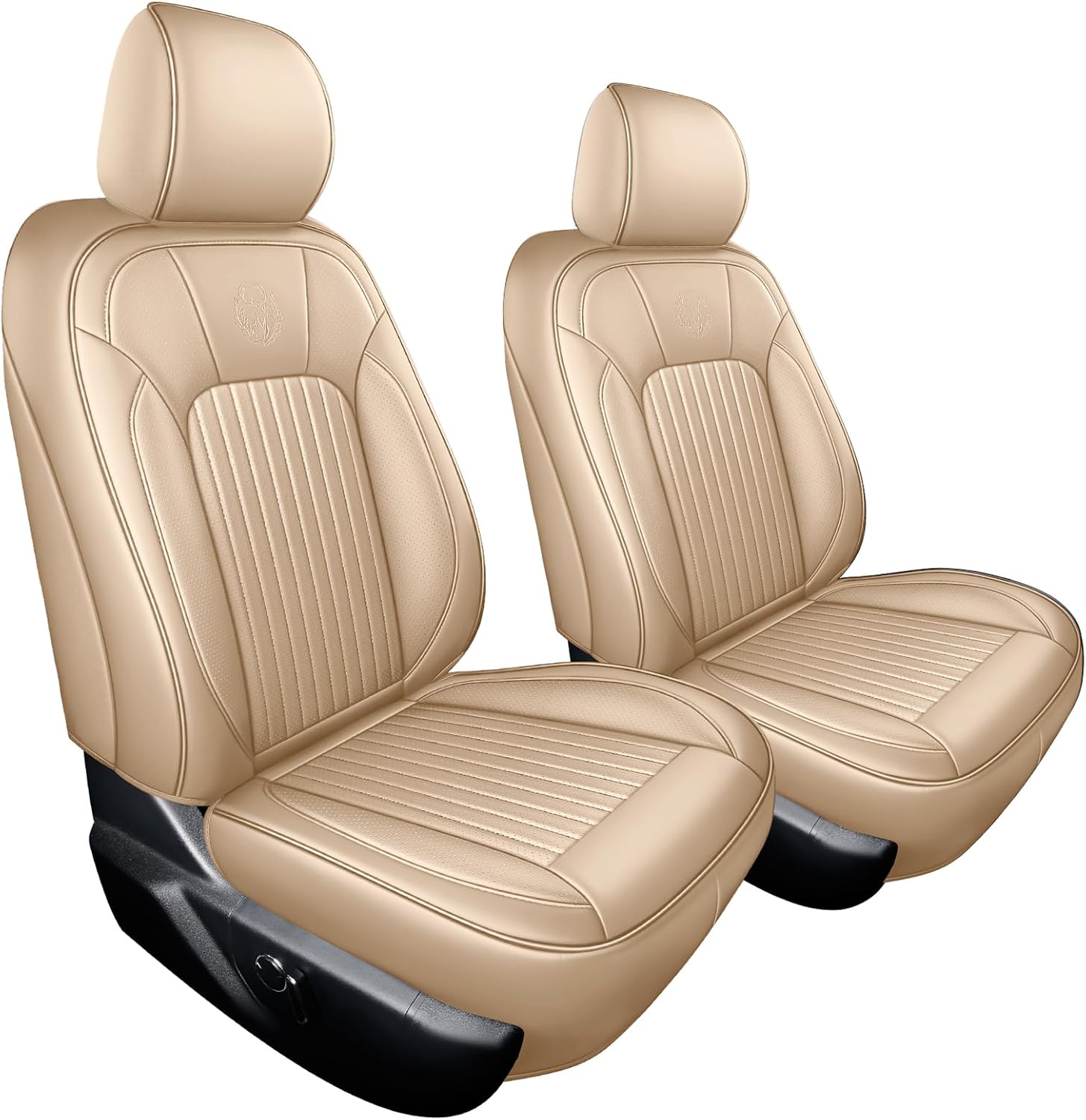MINGBRON F150 Front Seat Covers, 360° Full Coverage Leather Car Seat Protector Fit for Ford F150 2009-2026&F250 F350 F450 2017-2025 All Cab XL XLT Lariat King Ranch Platinum (Front Pair/Beige)