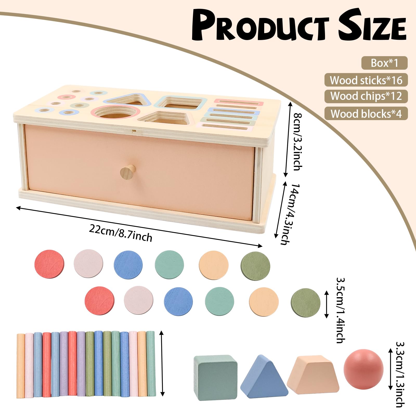 Toddler Montessori Toys for 3+ Year Old, Wooden Shape Sorter for Toddlers 3+, Stacking Sensory Baby Toys, Colour Sorting Game - Image 2