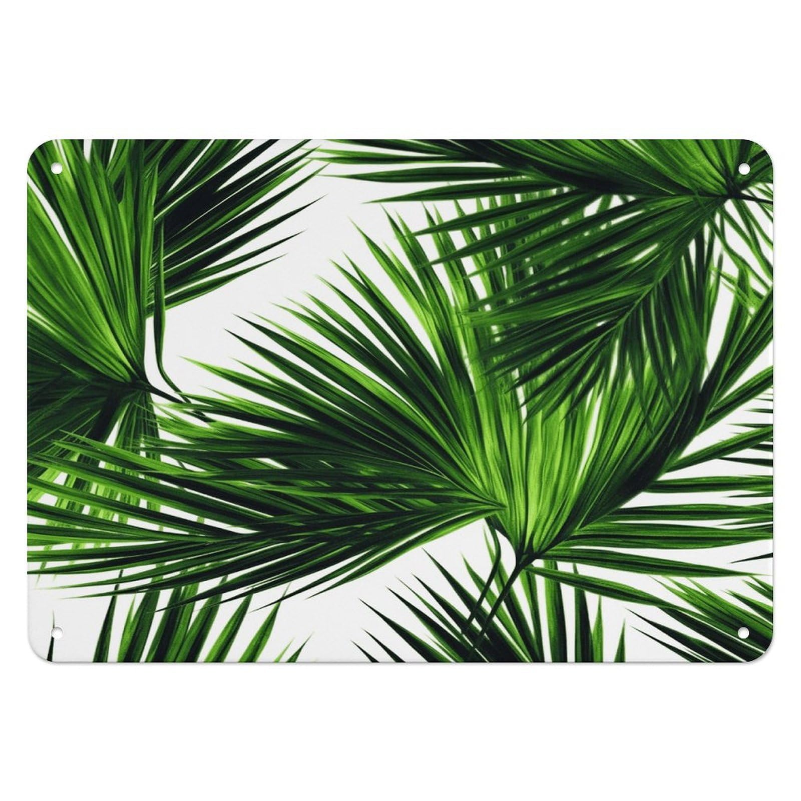 Fekiloot Style Palm Tree Green Leaves Wall Decor Iron Painting Metal Sign