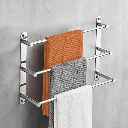 Slivy Soporte de Toalla de Acero Inoxidable 304 de 3 Capas, repisa de baño Paso a Paso, antioxidante, Montaje en Pared, toallero multifunción de ...