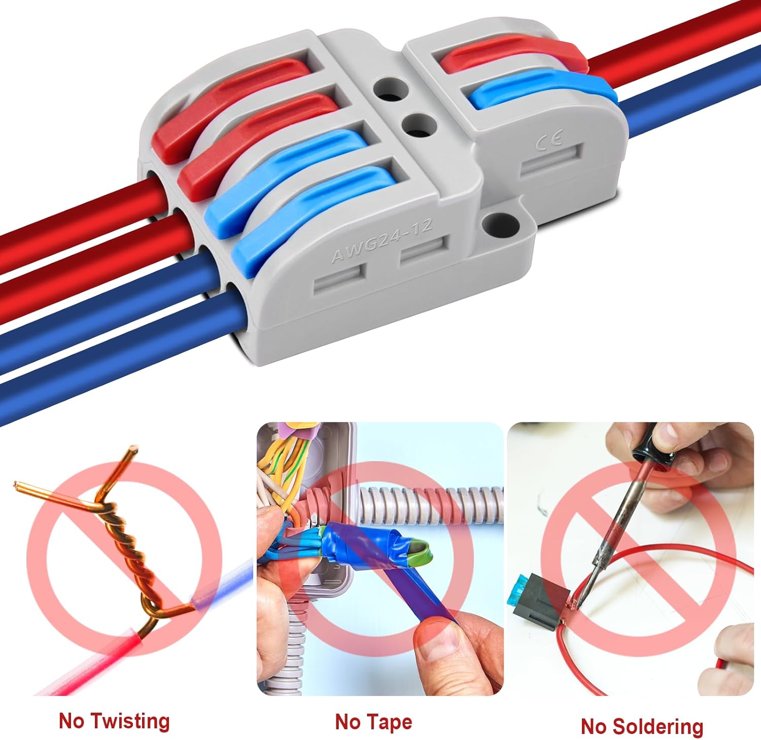 NineLeaf Large Outdoor Electrical Box Waterproof (12.5 x 8.5 x 5 inch), IP54 Extension Cord Cover Weatherproof+NineLeaf 10PCS 2 in 4 Out Lever Wire Nuts Connectors