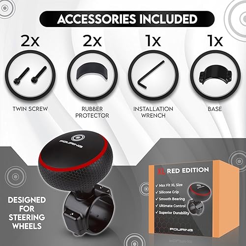 Miniatura 22 de Perilla para volante de auto de silicio color negro BL Silicon Power Handle, accesorio para auto, vehículo rojo