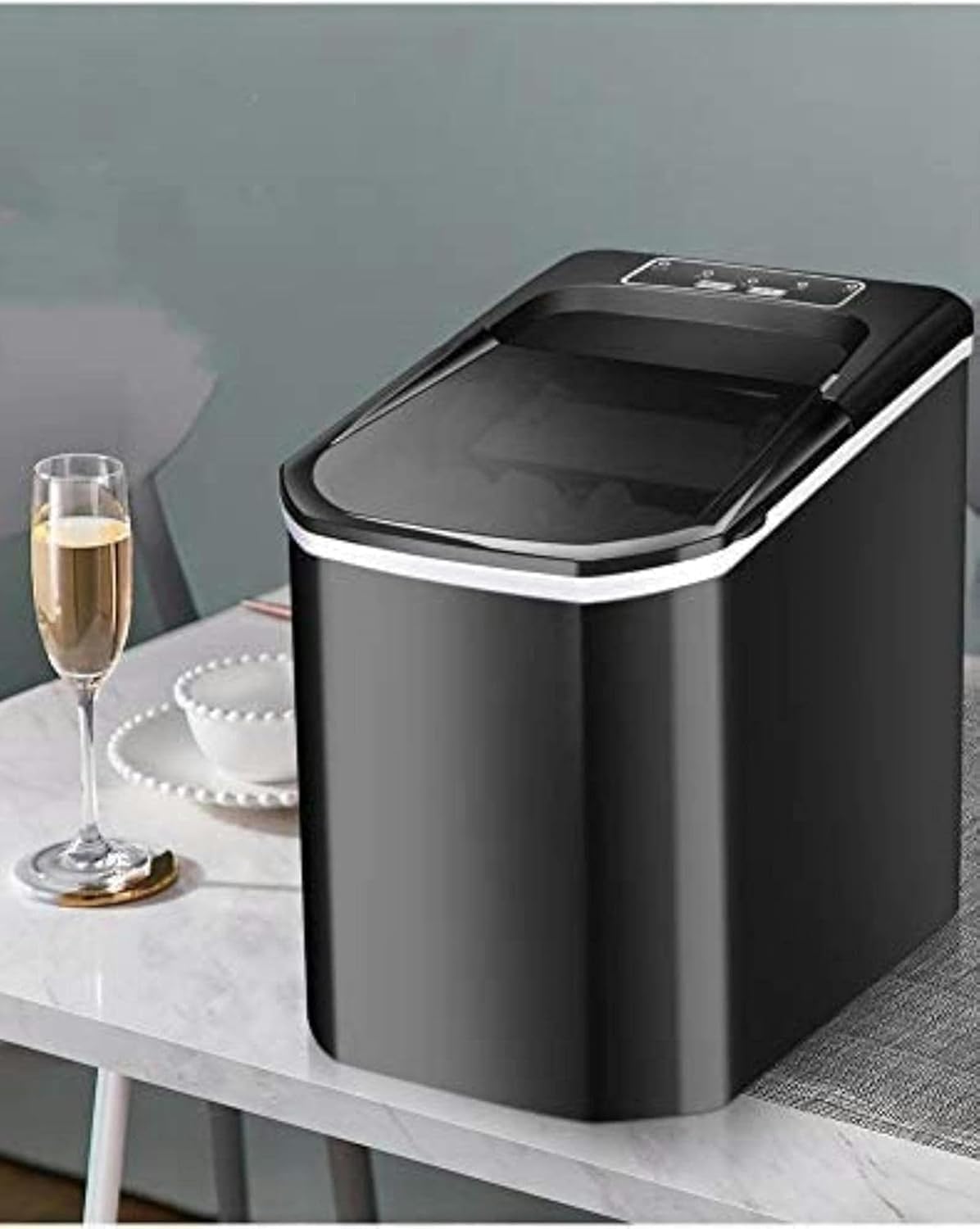 3 in 1 Fully Automatic Small ice Cube Maker, 15kg Ice/24h Desktop Manual, bar Coffee Shop Small Refrigerator Cube Making Machine (Black) (Black)