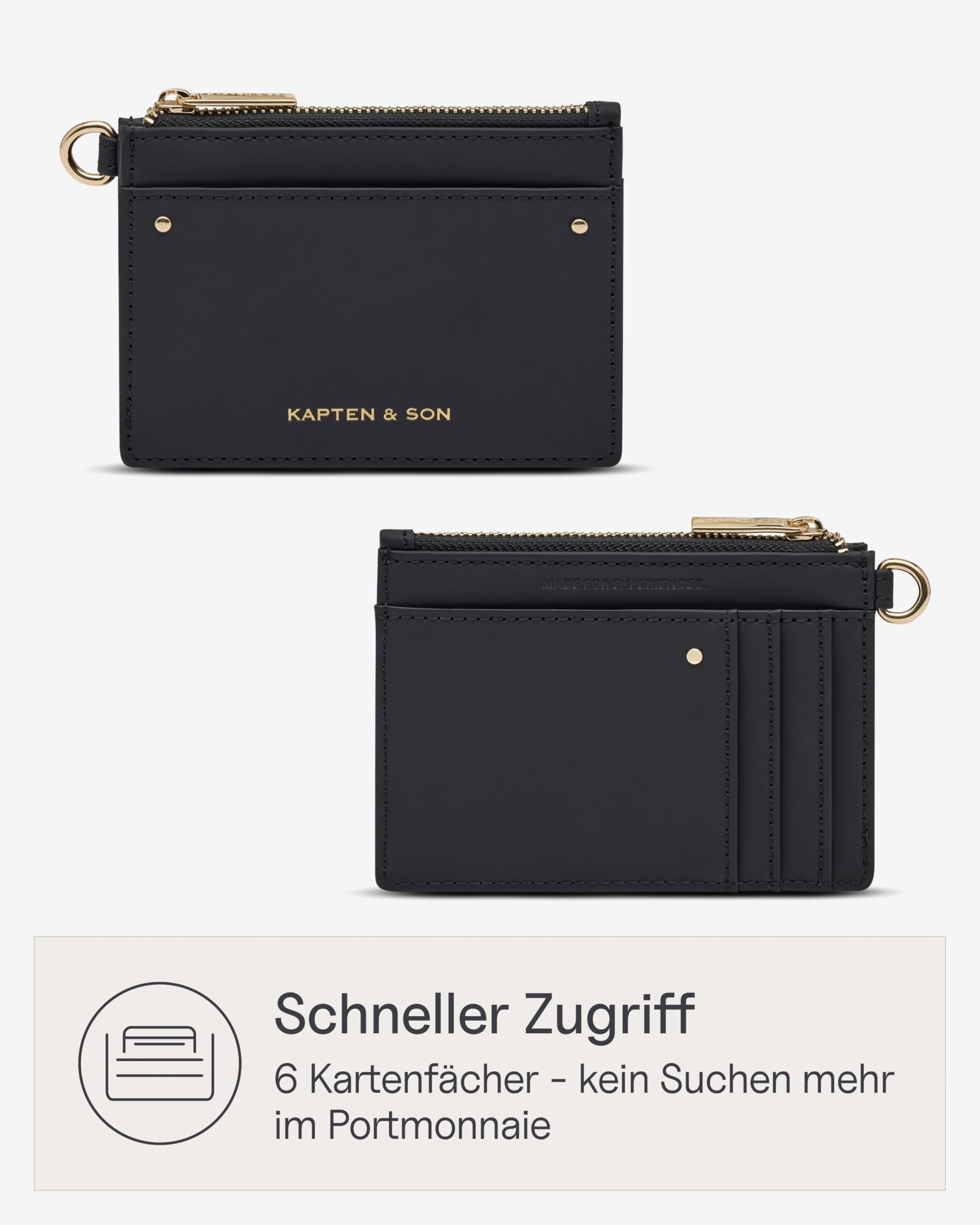 Kapten & Son Card Holder All Black Kreditkartenetui mit Münzfach