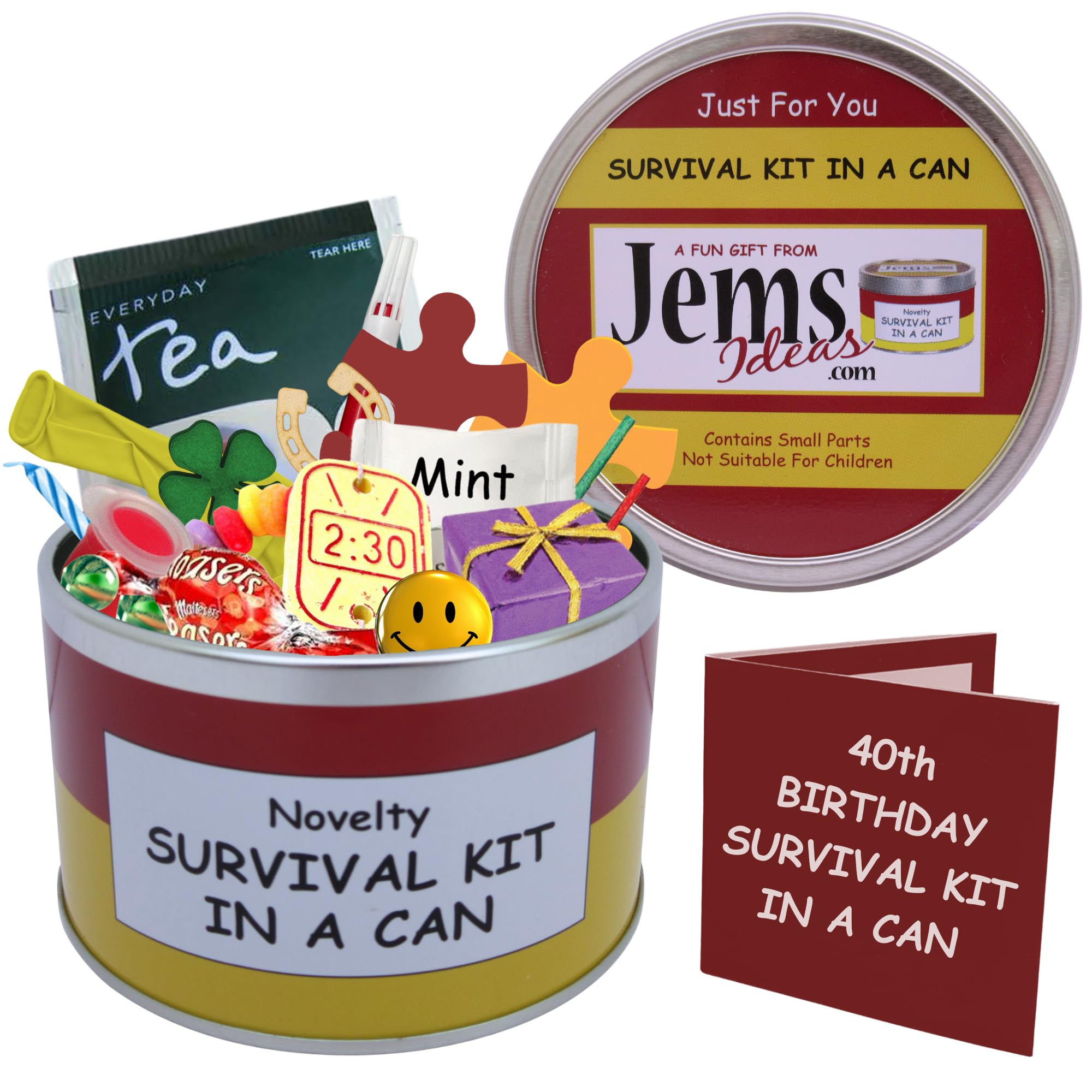 Survival Kit In A Can 40th Birthday Gift. Novelty Fun Gifts For a Humorous Happy 40th. Gift Set Present For Men & Women Him or Her (Red/Yellow)