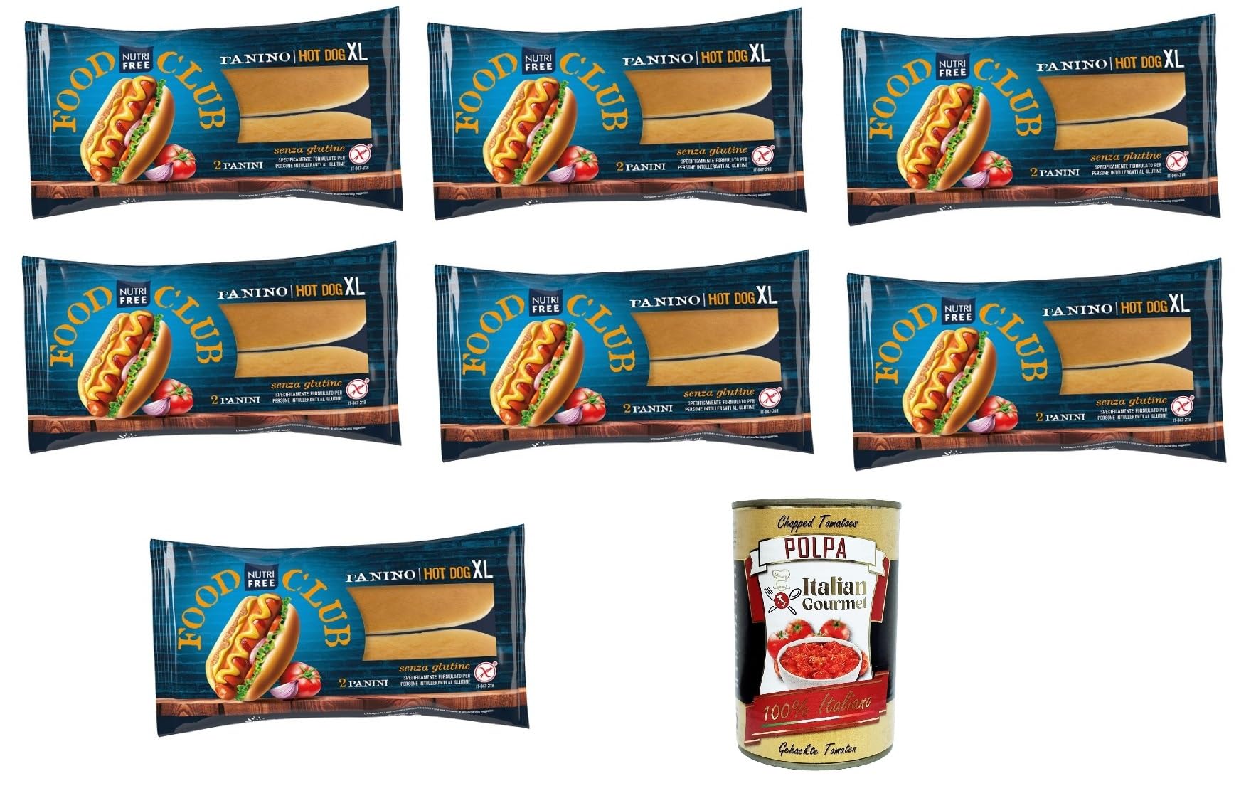 Italian Gourmet Panino Hot Dog XL, großes Sandwich-Brötchen 7 x 130g