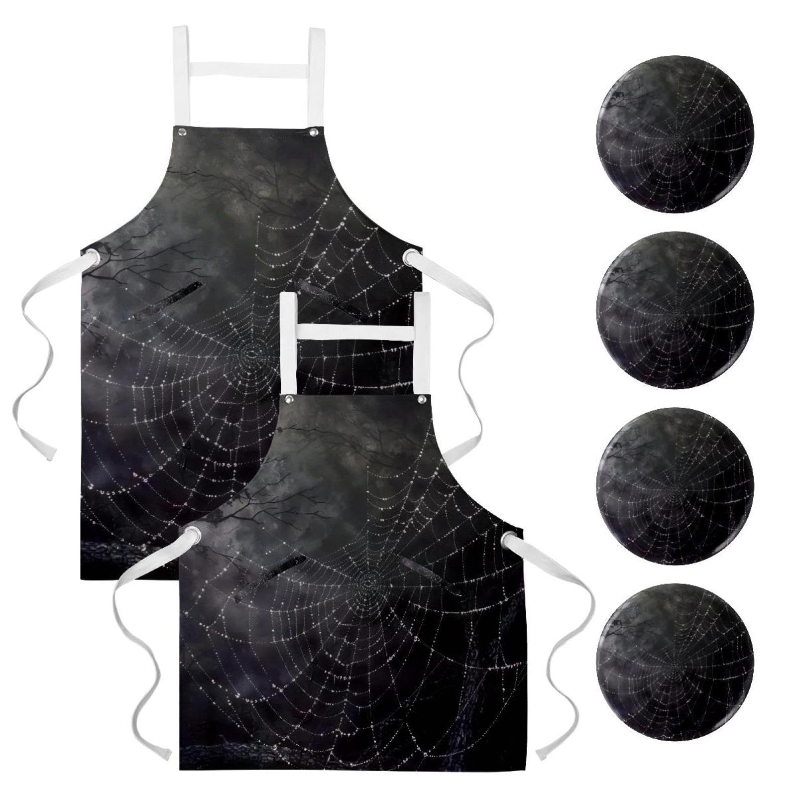 Tablier de cuisine Toile d'araignée effrayante multicolore
