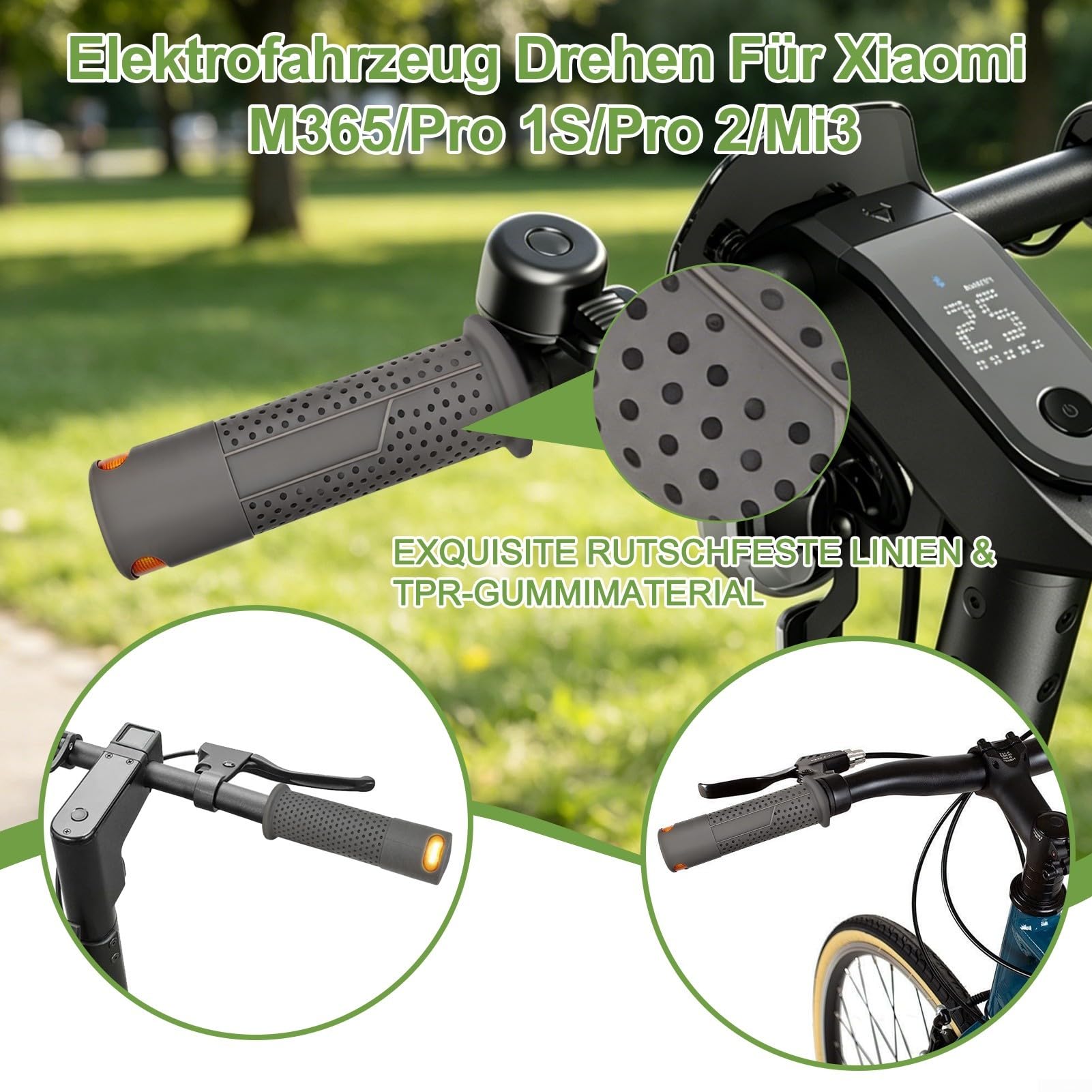 Poignées de guidon de trottinette électrique avec clignotants LED, télécommande sans fil pour Xiaomi M365 et autres modèles, gris et noir