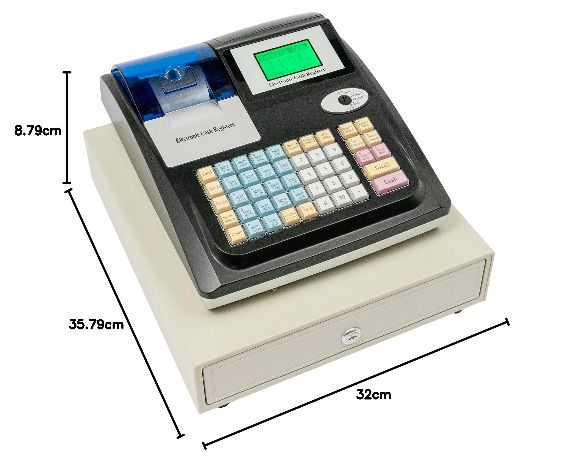 Caja registradora electrónica, Caja registradora de Dinero, 48 Teclas, quiosco al por Menor, Caja registradora para pequeñas Empresas, 2 RS232 y 1 Puerto USB (operativo inglés)