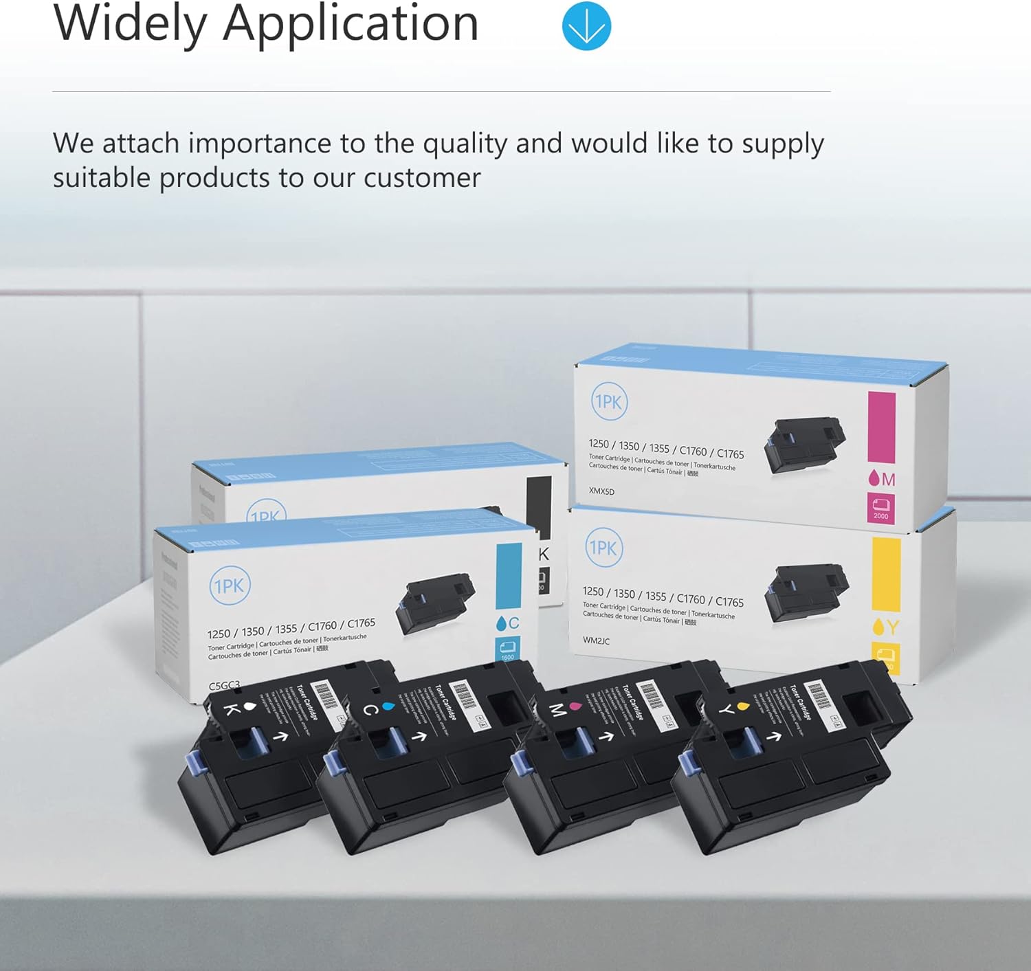 810WH WM2JC XMX5D C5GC3 Toner Cartridge Set - 4 Pack 810WH Black C5GC3 Cyan XMX5D Magenta WM2JC Yellow Replacement for Dell 1250c 1350cnw 1355cn 1355cnw C1760nw C1765nf C1765nfw Printer