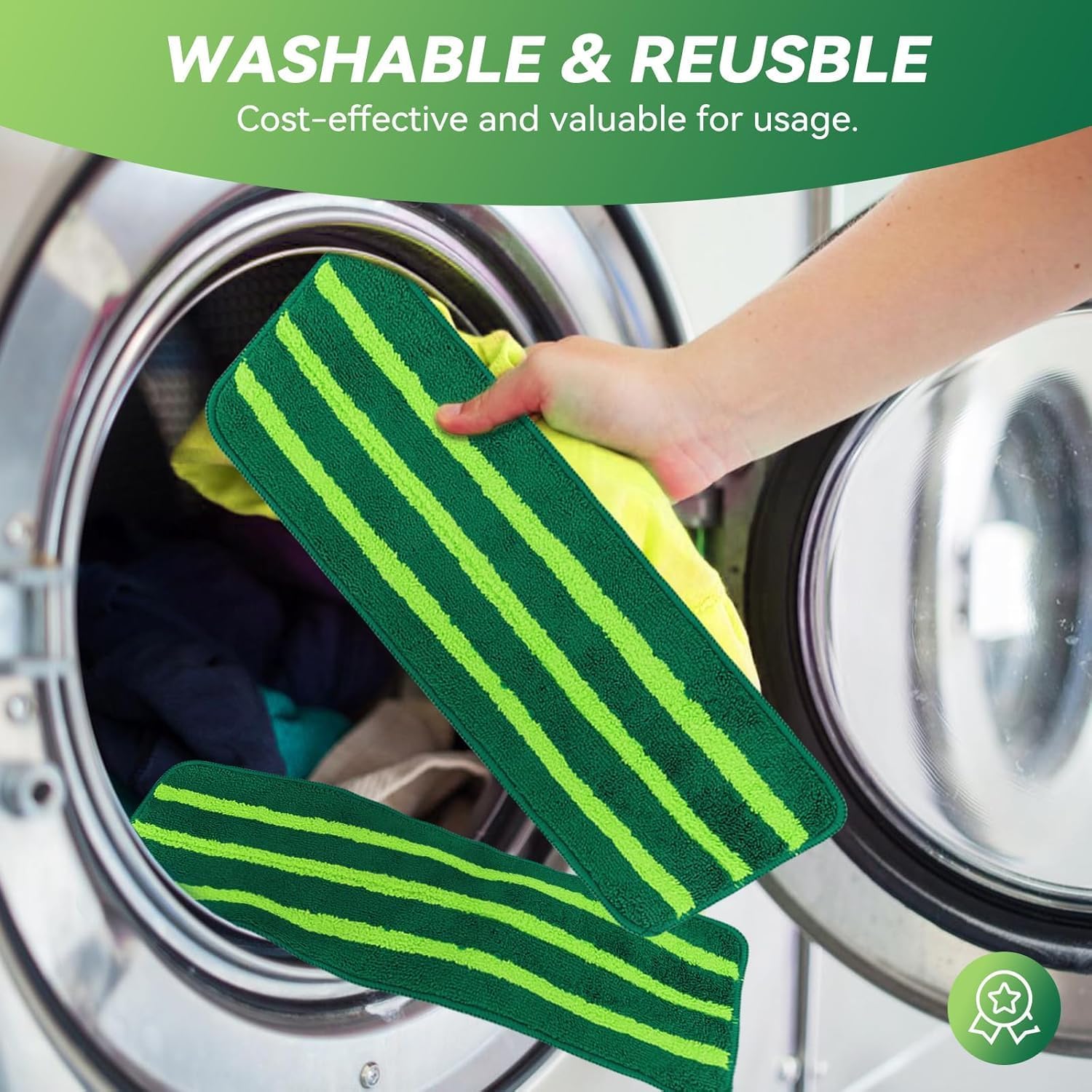 Mop Head Replacement for Libman Freedom Spray Mop - Washable Reusable Wet & Dry Cleaning - Microfiber Spray Mop Pads Refill for Multi-Surface Floor -12 Pack (Green）