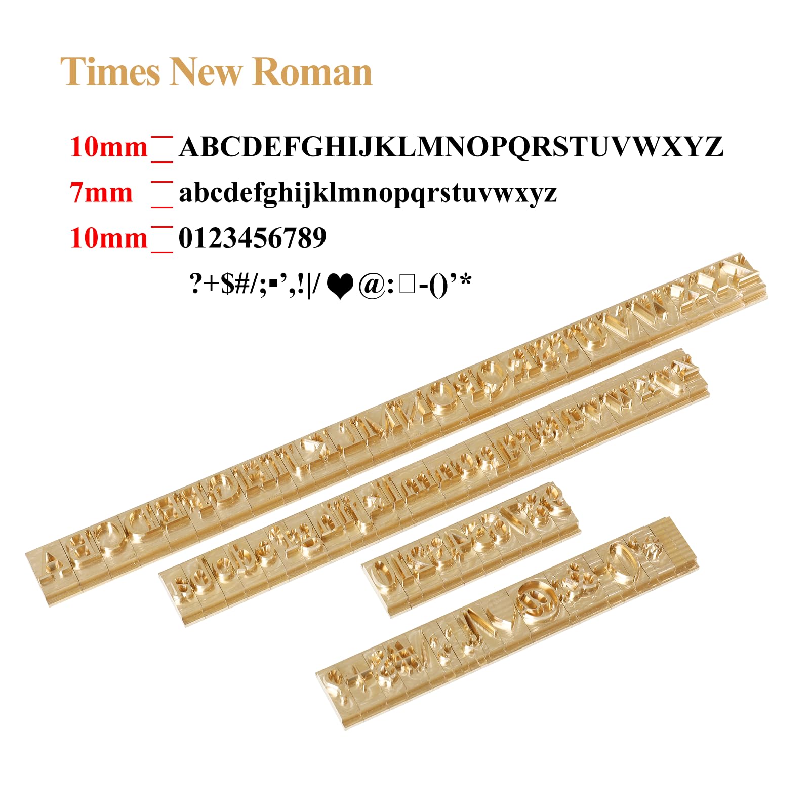 Estampado de letras flexibles de cobre y latón, números, alfabetos, símbolos, caracteres, moldes de grabado CNC para máquina de estampado en caliente (0.394 in Time New Roman) 2