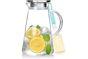 SUSTEAS 2.0 Liter Glass Water Jug with Lid