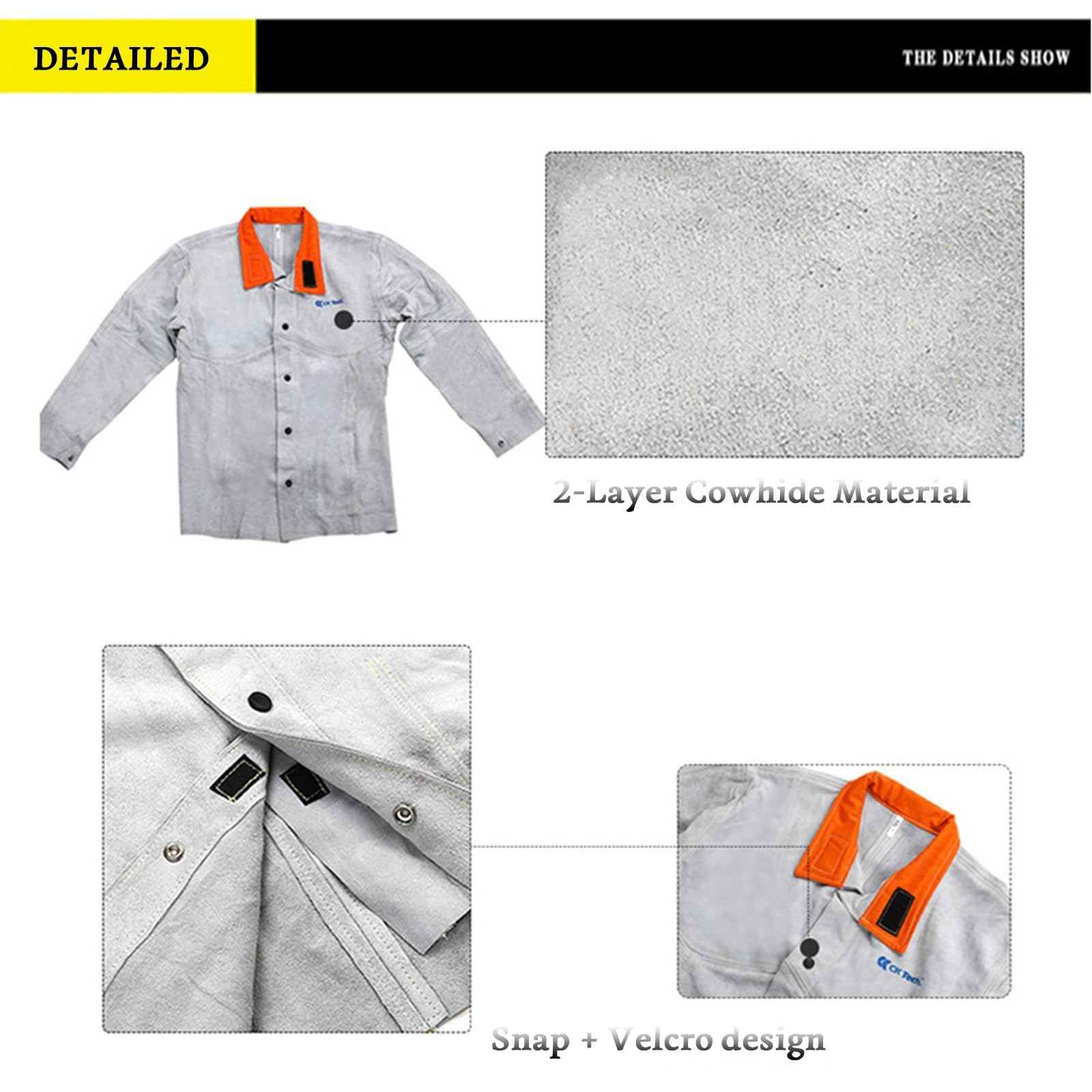 Leder-Schweißeranzug Schweißerjacken Und -hosen Aus Gespaltenem Rindsleder Flammenresistente Hochleistungs-Sicherheits-Arbeitsjacke(XL)