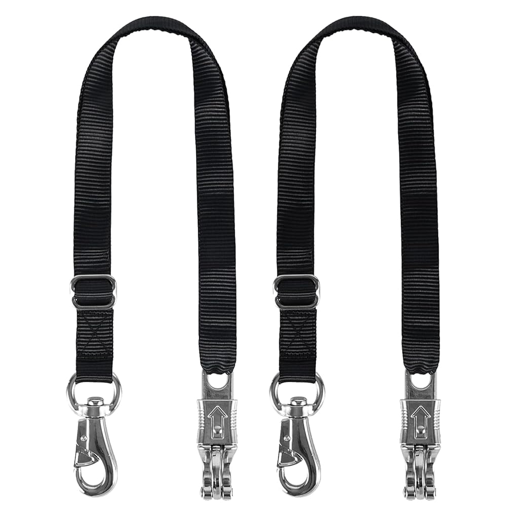 可调尼龙马匹固定带 - 黑色大型