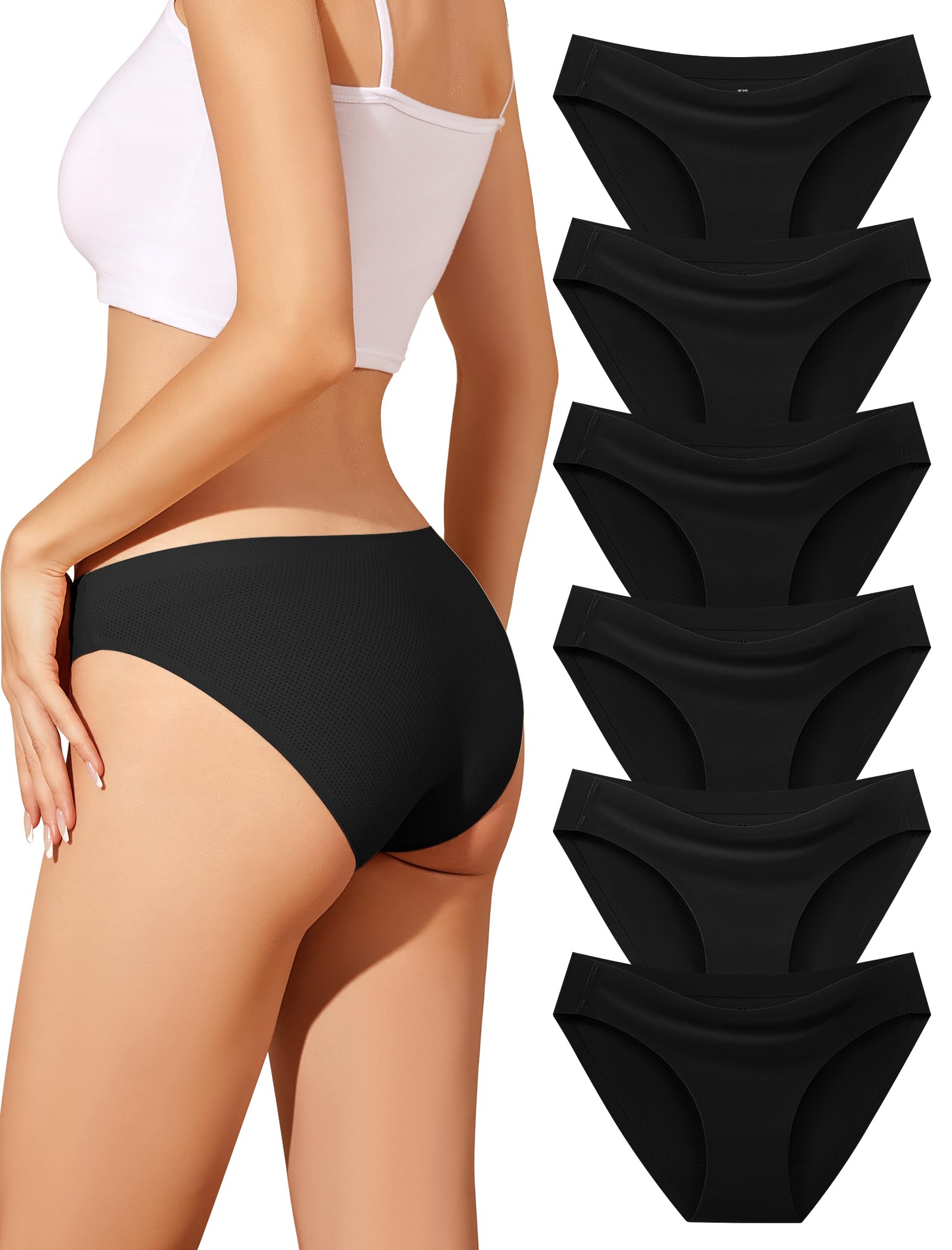 6 Pack Seamless Underwear Bikini Women,No Show Hipster Panties,Breathable Ladies Briefs,Comfortable Invisible Undies-image-39