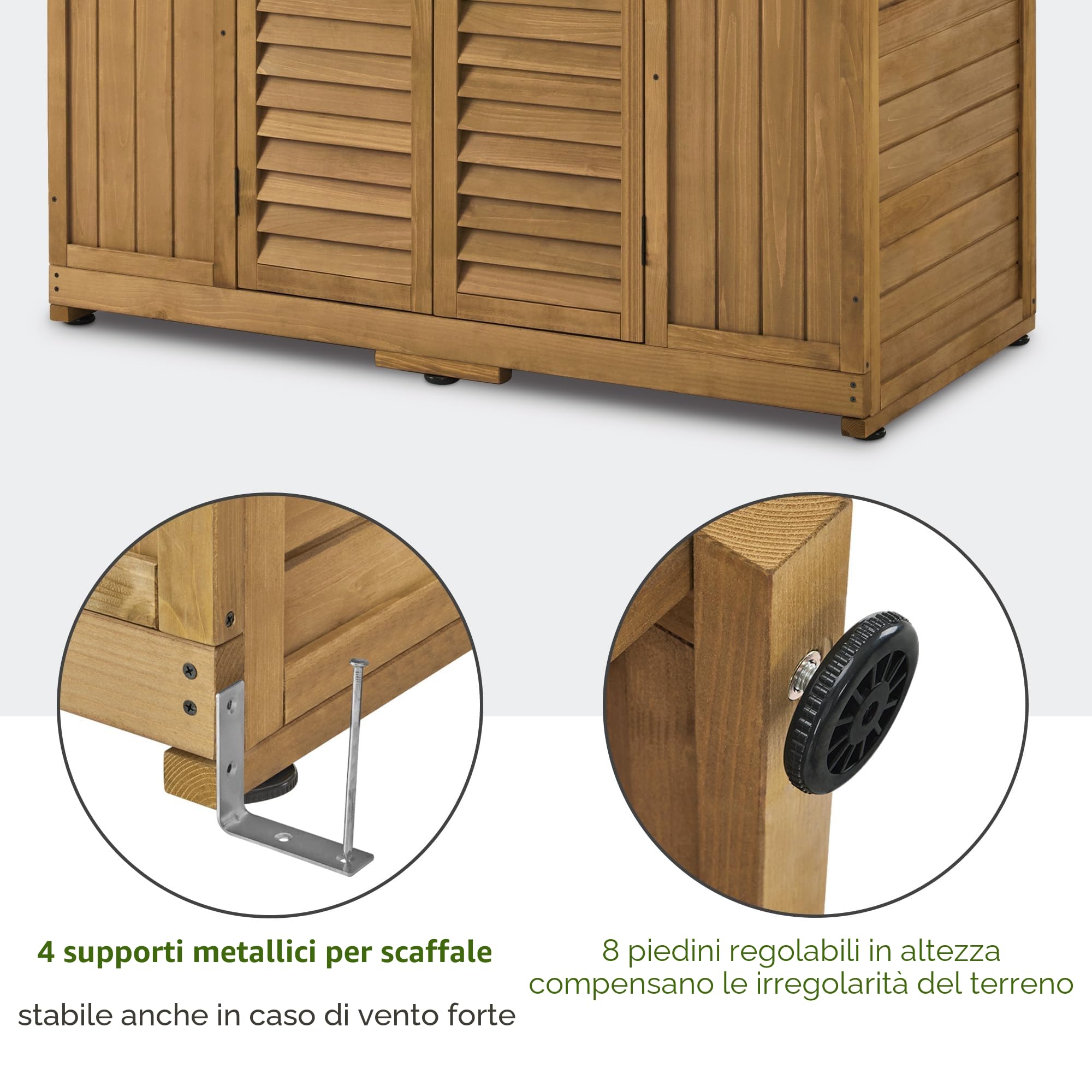 MCombo armadio da giardino casetta in legno resistente alle intemperie, 74×143×200 cm