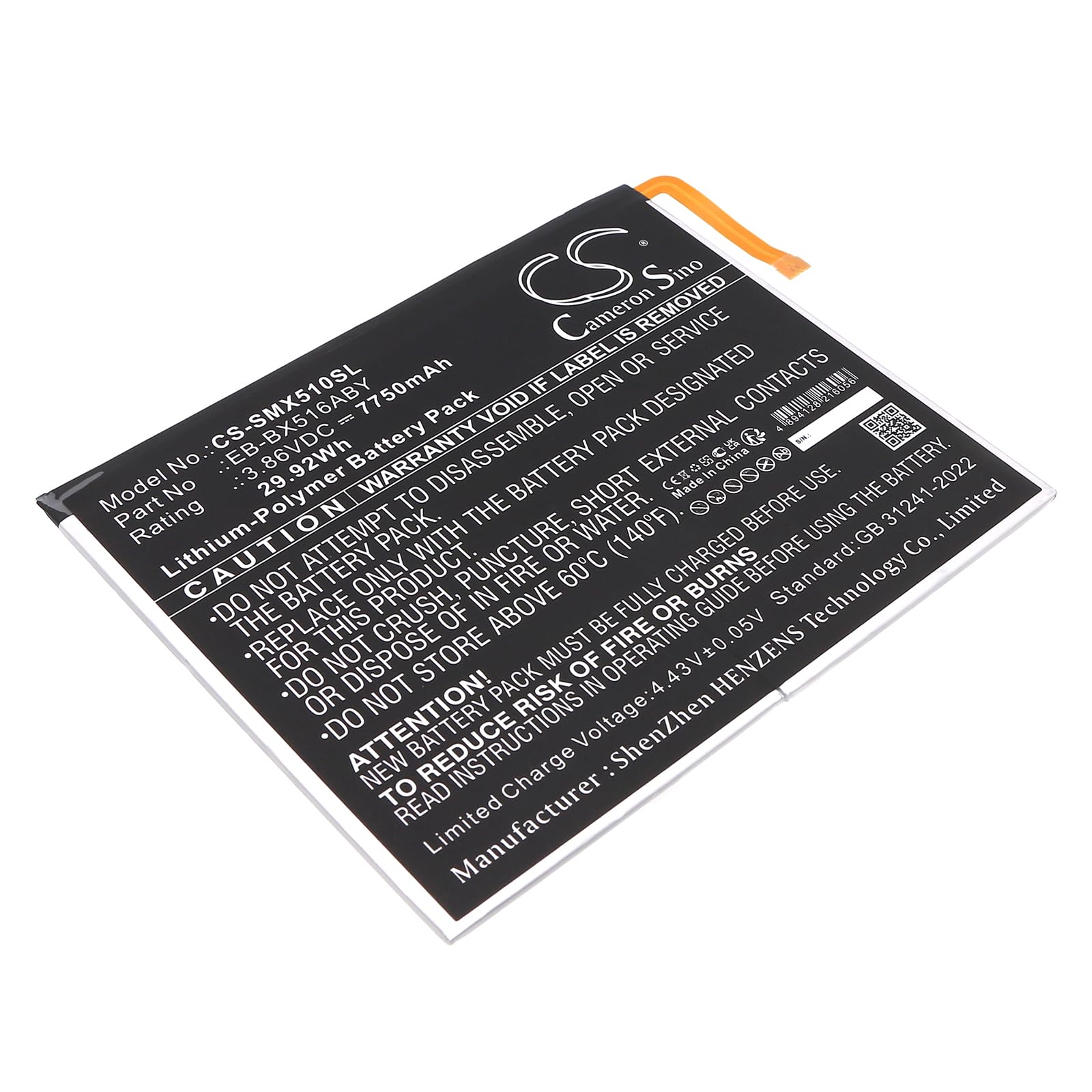FYIOGXG Tablet Battery for Galaxy Tab S9 FE, SM-X510, SM-X510N, SM-X516, SM-X516B, SM-X516C, SM-X516N, SM-X518U PN: EB-BX516ABY, GH82-32744A 7750mAh /