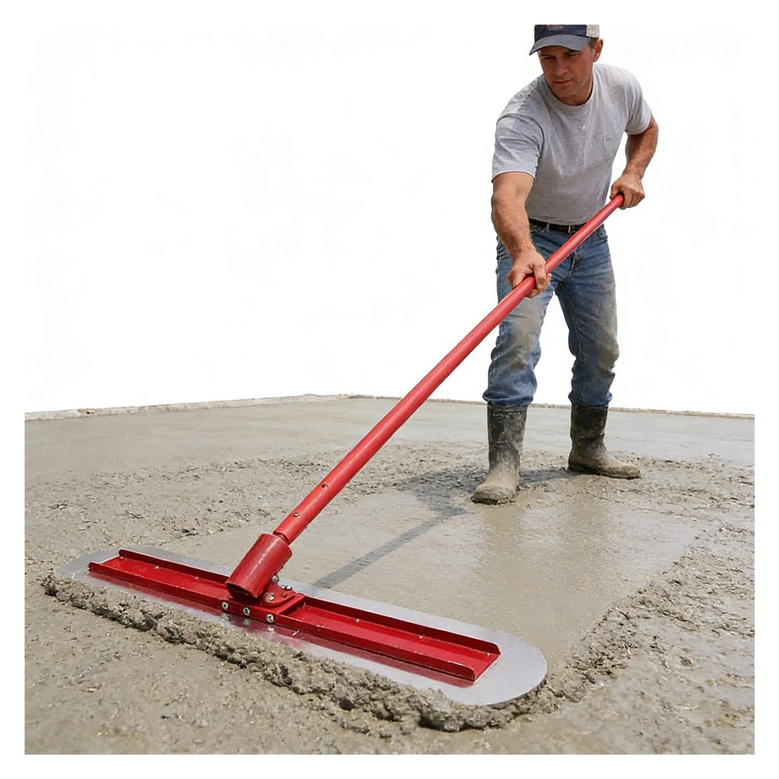 JYHHCYS Lisseuse Beton Truelle À Béton Réglable Légère, Kit D'outils pour Truelle À Béton avec 4 Poignées Extensibles Et Support Pivotant À 360°, pour Chaussées(Without Shoes,Trowel 90x20 cm)