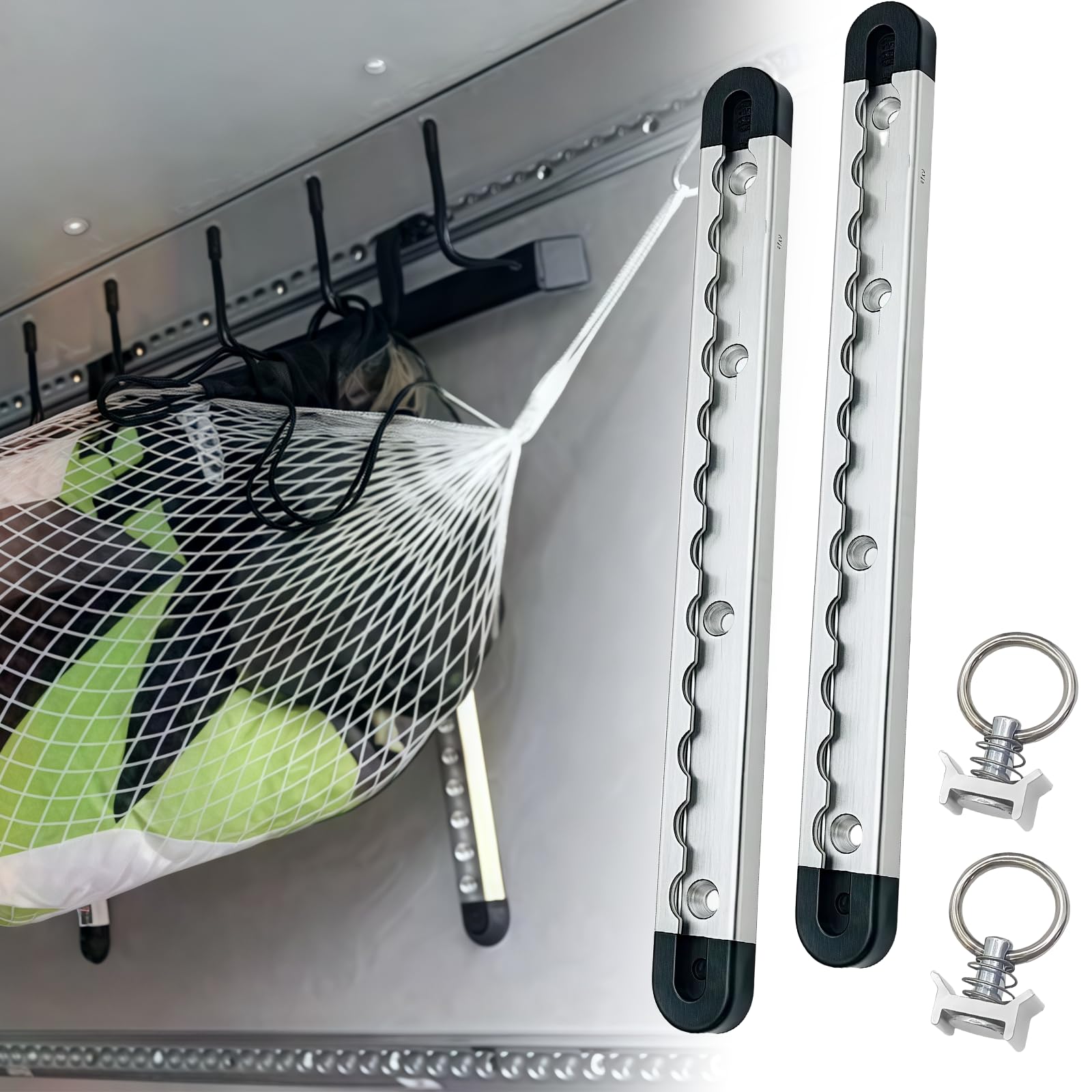 Zestaw aluminiowych szyn lotniczych: 2 sztuki, półokrągłe, z 4 zaślepkami i 2 oczkami mocującymi, szyny Airline 30 cm do przyczep, samochodów osobowych, kamperów, kamperów