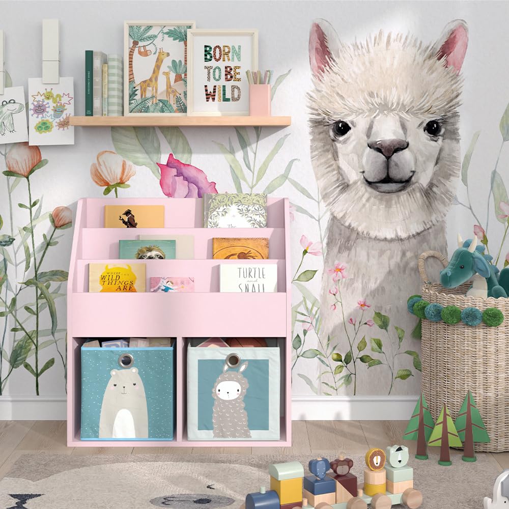 Vicco Libreria bambini Luigi, rosa, 72 x 79 cm Senza box pieghevole, combinabile per riporre libri e giocattoli