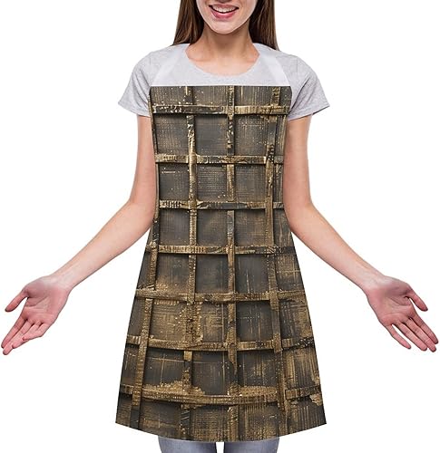 Miniatura 3 de MUSM Apron for Adults - 27.6 X 31.5 Inch, Heavy-Duty Polyester Aprons with Two Large Pockets, Waterproof Metallic Gold Mesh Kitchen Apron for