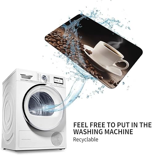 Miniatura 7 de Absorbent Bath Mat Non Slip Washable Water Absorbent Bathroom Rug for Tub Shower Coffee Cup and Coffee Beans Printed Floor Door Mat,Small Area Rug
